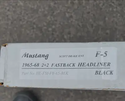 1965 -68 Mustang Fastback 2+2 headliner , black in color new never taken out of the box .