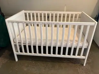 White IKEA Sundvik crib. Excellent shape. Used only as a spare crib. Measures 70x132(27 1/2 x 52). B...