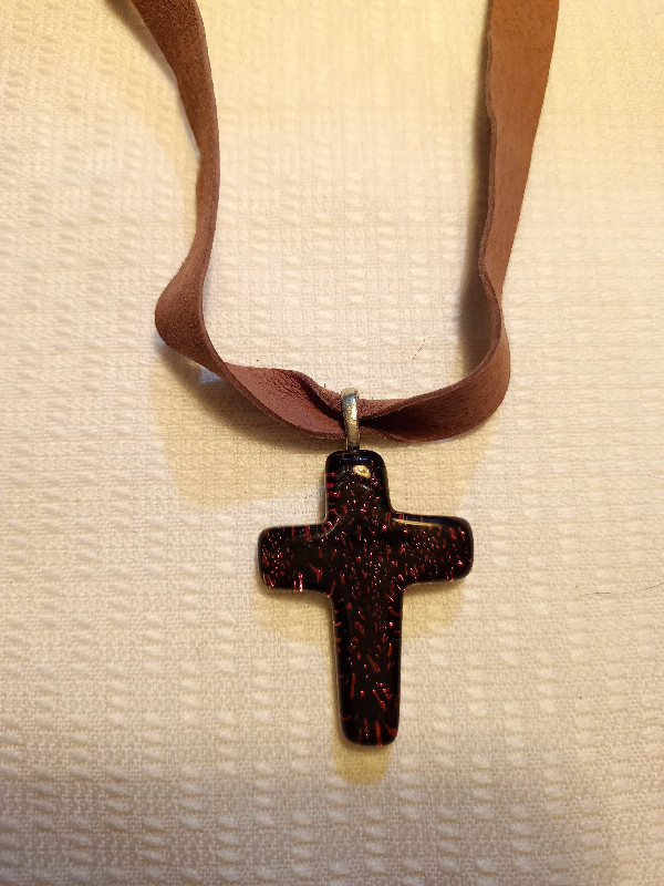 Glass Cross/Heart Suede Choker Necklaces ~Handmade! in Jewellery & Watches in Mississauga / Peel Region