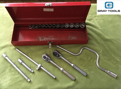 Gray Tools 1/2" Drive Ratchets and SAE Socket Set plus Toolbox, View more