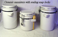 3 ceramic storage canisters, airtight, waterproof, like new
