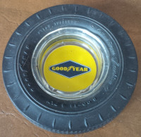 GoodYear Rubber/Glass Ash Tray, Approx 6" Diameter