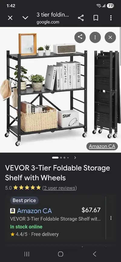 3 teir folding,rolling shelf, View more