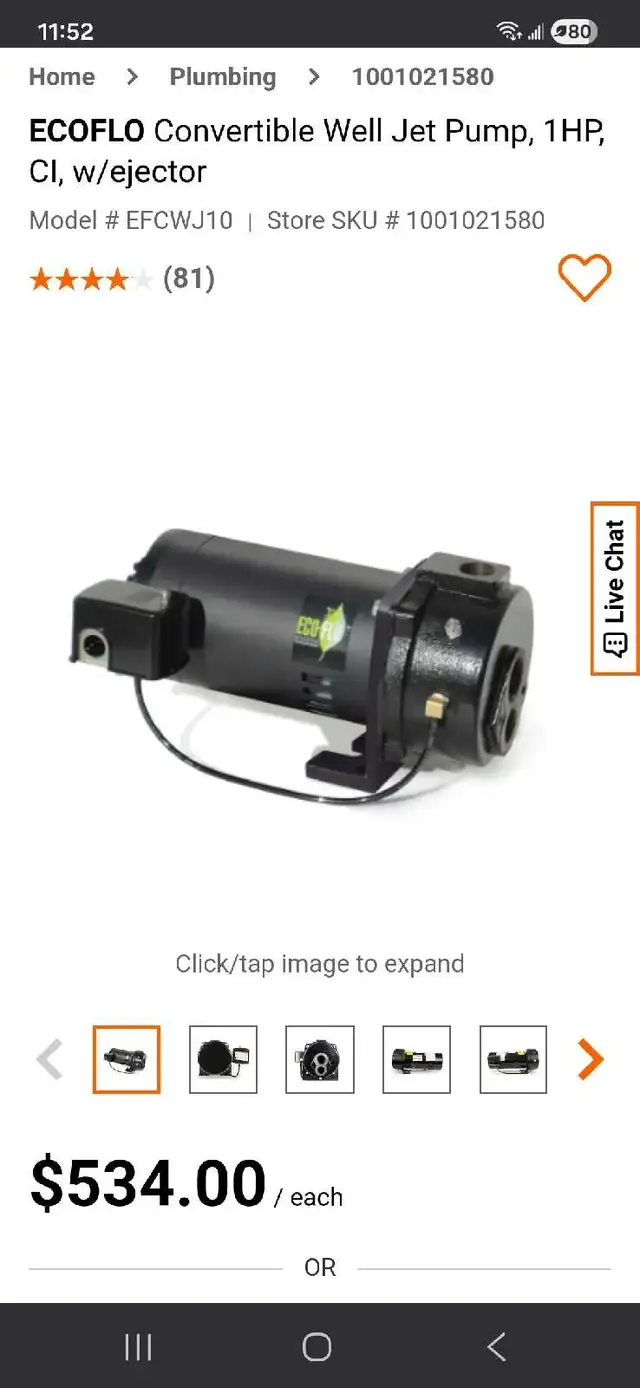 1hp ecoflo jet pump64840225442818123