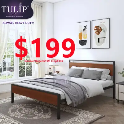 $200 Tulip® brand new solid bed frame #4 queen size, View more
