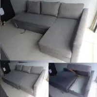 * * Free Delivery * * Grey Sectional Sleeper Sofa Couch W Chaise