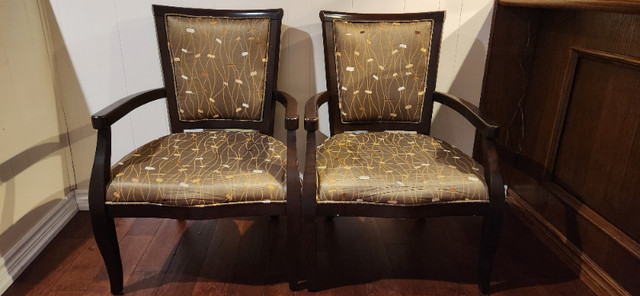 Mahogany Upholstered Arm Chairs in Chairs & Recliners in Markham / York Region
