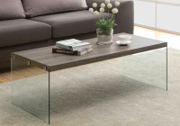 Dark Taupe Coffee table with tempered glass sides