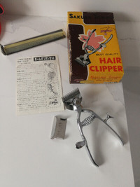 NEW VINTAGE 1940s JAPAN SAKURA TOMBO Hair Clippers Original Box