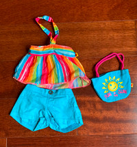 Build a Bear Outfit of shorts, top and bag