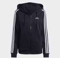 adidas essentials 3-stripes full-zip fleece hoodie (Small)