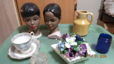 Group Listing,one price, 2 busts,ceramic flower,R.Albert teacup, View more