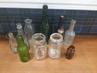 Lot de 10 bouteilles vitre pot masson antique 