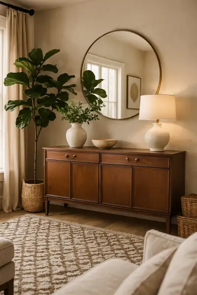Gorgeous vintage MCM solid walnut sideboard , View more