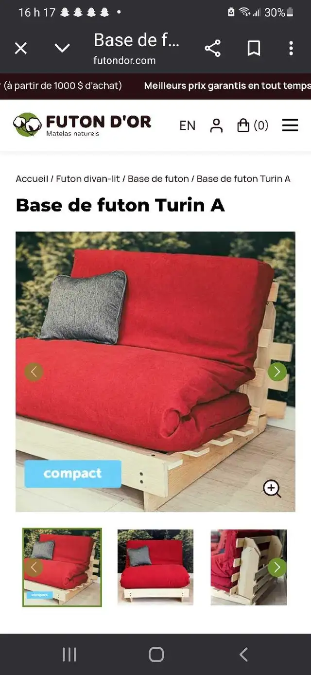 Futon avec base de lit en bois Double in Couches & Futons in Laval / North Shore - Image 6