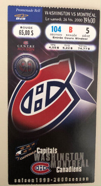 Vintage Montreal Canadien Hockey Ticket Stub;  1999-2000 SEASON.