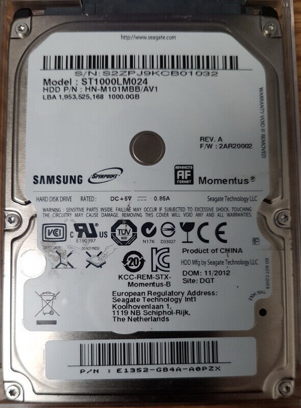 Samsung 2.5" 1TB & Seagate 320GB laptop hard drive in System Components in City of Toronto