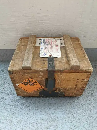 Antique Swiss Army KMV Wooden Military Crate Vintage Storage, View more