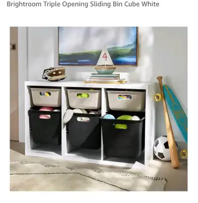 New Triple Opening Sliding Bin Cube in White, View more