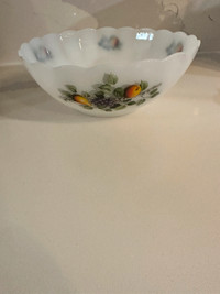 Vintage Arcopal France Bowl Scalloped Fruit Design