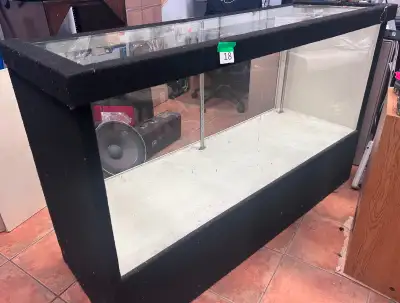 Used Large Carpeted Glass Display Cabinet With Sliding Doors, View more