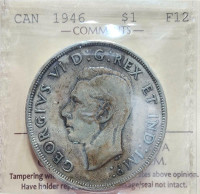 1946 silver dollar F12 ICCS