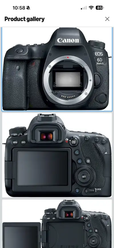 Pristine Canon 6D Mark II camera with professional grade Canon EF 24-105 mm lens and sling strap. In...
