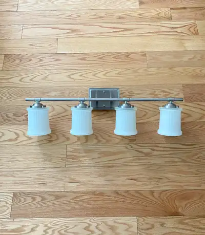 Four light brushed nickel vanity light L29.25”, View more