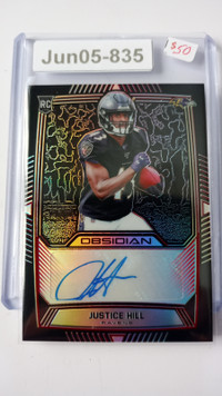 2019 Panini Obsidian /10 Justice Hill Rookie Auto RC Baltimore