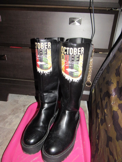 Very unique punk rock black pu leather boots 9, View more