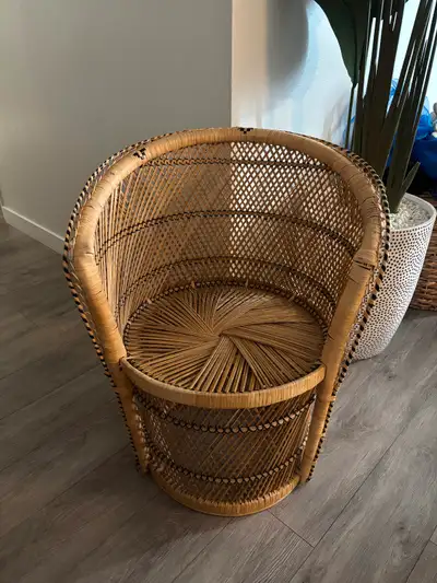 Vintage retro Rattan Boho 70s Accent Chair, View more