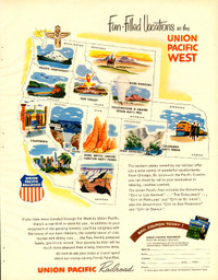 1957 original, full-page ad for the Union Pacific Railroad