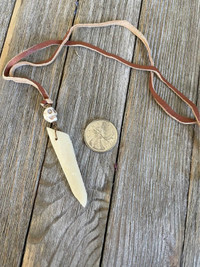 Ethical Carved Bone Pendant with Upcycled Leather Thong