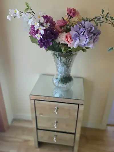 Artificial Flower Arrangement in Crystal Vase, View more
