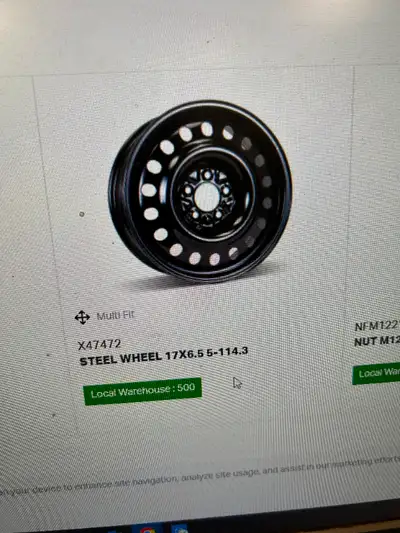 Winter tire set of (4), 235/65R17, (tires, wheels, caps). From 2018 Hyundai Santa Fe. Approx 6-7mm t...