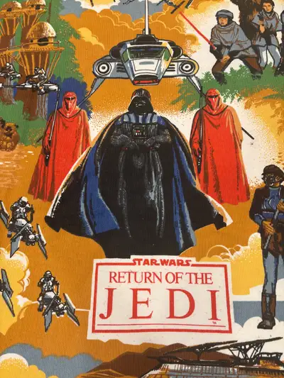 Vintage Star Wars Return of the Jedi fabric - 1983 Super vibrant fabric featuring all your faves, th...