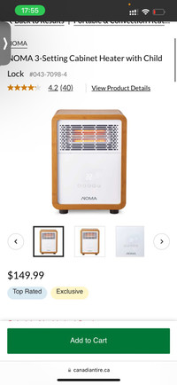 NOMA 3-Setting Cabinet Heater with Child Lock