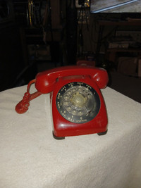 Red Desk Rotary Phone