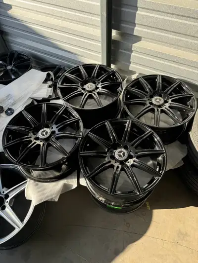 18 inch rims Mercedes rims Amg rims Mercedes Benz wheels Merc rims • Gloss black , Set of 4 • 5x112...