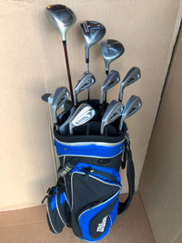 Full set of left hand golf clubs and golf bag in great condition