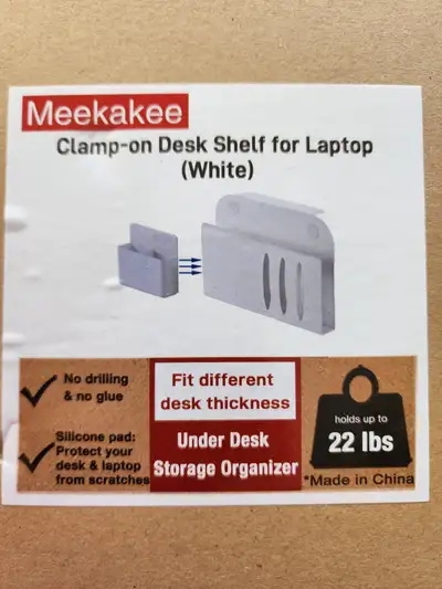 Desk Shelf for Laptop (Clamp On) White, View more