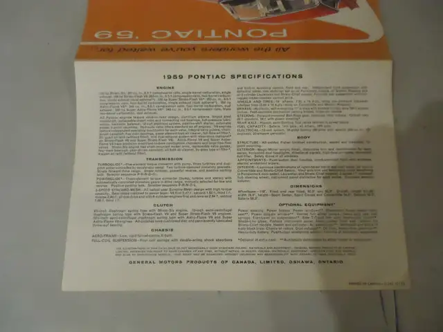 1959 Canadian Pontiac Sales Brochure. Excellent. Can mail in Can in Arts & Collectibles in Barrie - Image 5