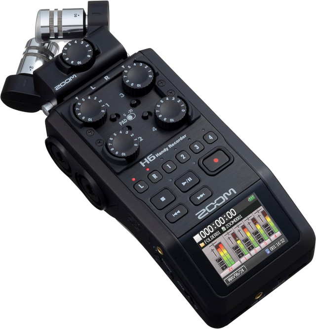 Zoom H6 All Black 6-Track Portable Recorder, Stereo Microphones in General Electronics in Markham / York Region - Image 2