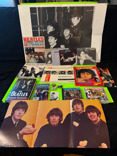 Beatles & John Lennon Books, 45's Mags, CD's, pins etc., View more