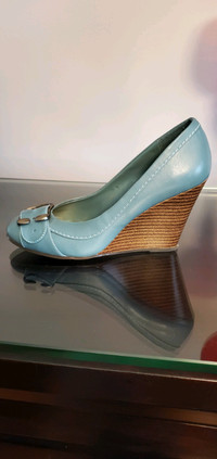 Ladies Blue Wedge Heel.  Size 5 1/2
