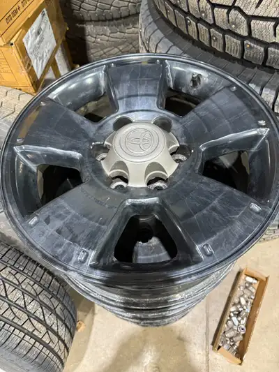 Toyota OEM rims from an FJ Cruiser that fit most Toyota trucks and SUV's such as Tacoma or 4Runner S...