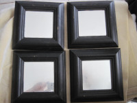 4 Brand New 6" x 6" Distressed Style Wood Framed Wall Mirrors