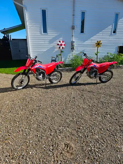 Two Honda CRF250F for sale with 6x8 enclosed American Hauler trailer. Bikes have 15 hours use. Trail...