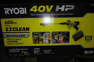 NEW RYOBI 40V HP Brushless Power Cleaner + Rapid Charger Bund, View more