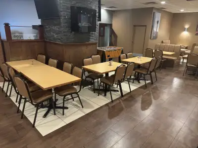 Restaurant furniture for sale as we are renovating and changing the theme. 47 chairs, 25 tables, 40...